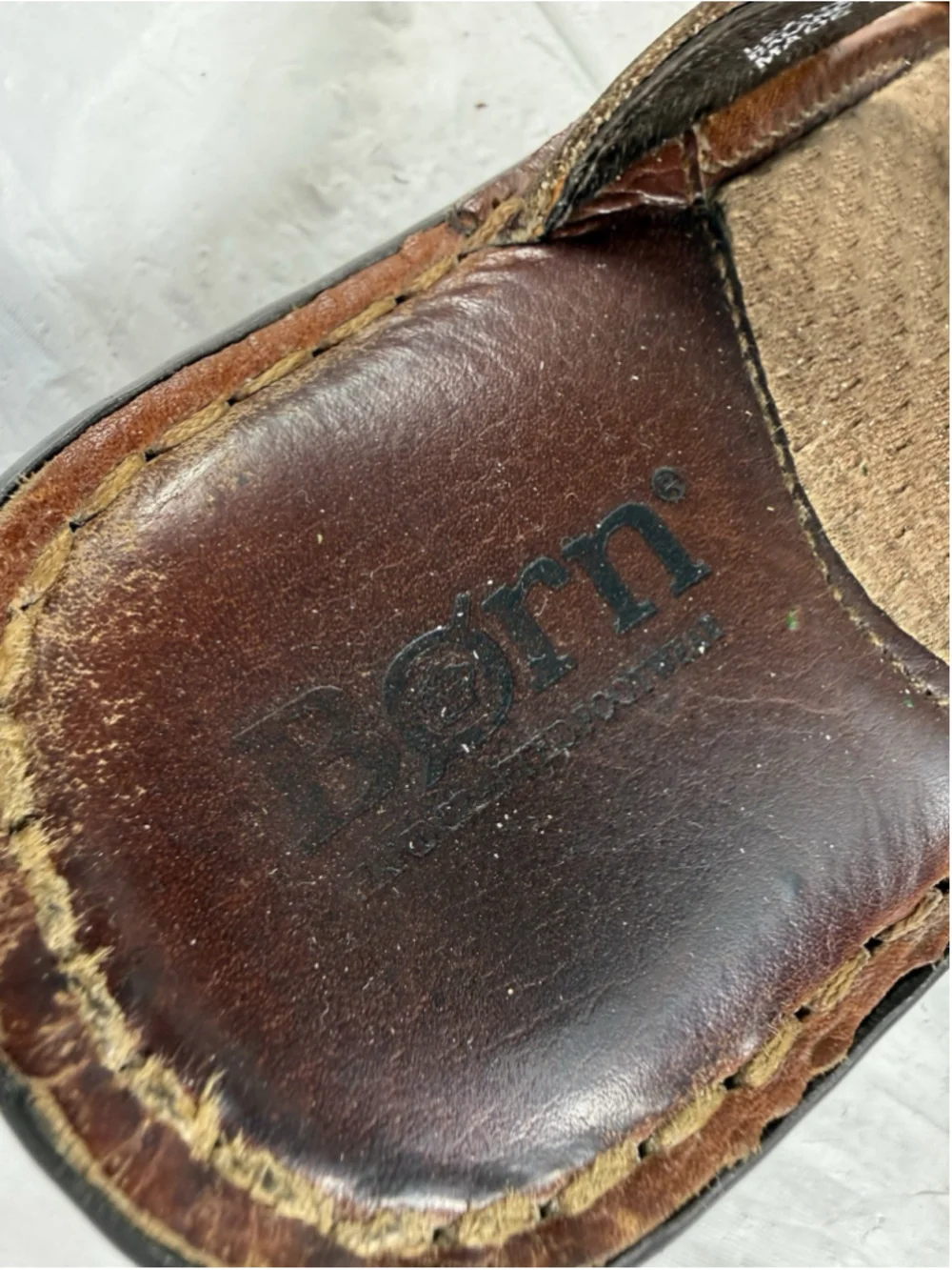 Born Women's Brown Leather Open-Toe Slide Sz 7M